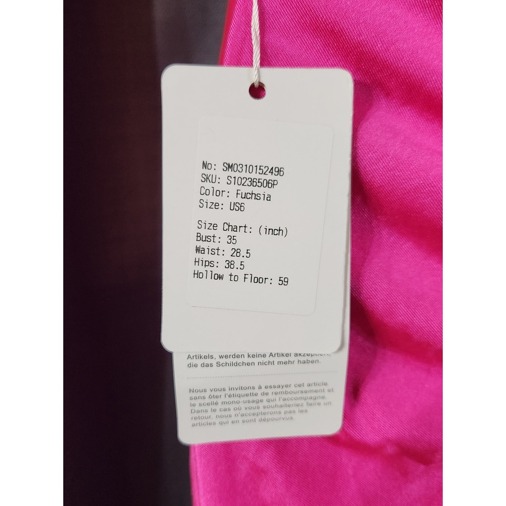 Stacees Fuchsia Pink V-Neck Mermaid Gown Ruched Back Train US 6 SM0310152496 - Picture 4 of 5